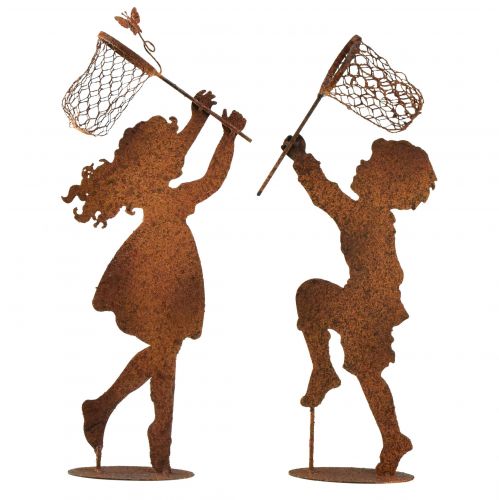 Floristik24 Décoration de jardin rouille figurines garçon fille H44–46cm 2pcs