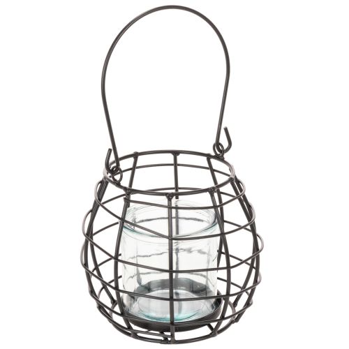 Lanterne de jardin en métal noir avec éclairage par le vent, Ø 14 cm H 12,5 cm