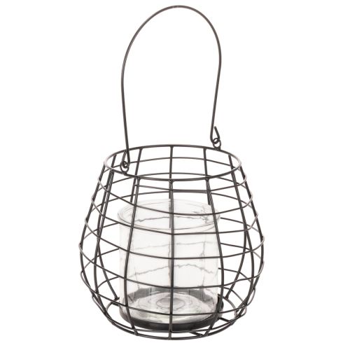 Lanterne de jardin noire avec photophore en verre Ø20 cm H18,5 cm acheter | Floristik24.fr