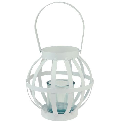 Lanterne de jardin lanterne en verre métal à suspendre blanc Ø18,5cm