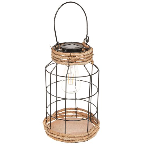 Lampe de Jardin Solaire Métal Noir Naturel Ø18cm H29cm