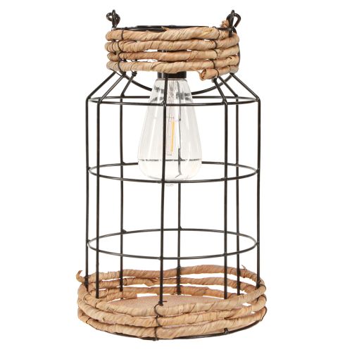 Article Lampe de Jardin Solaire Métal Noir Naturel Ø18cm H29cm