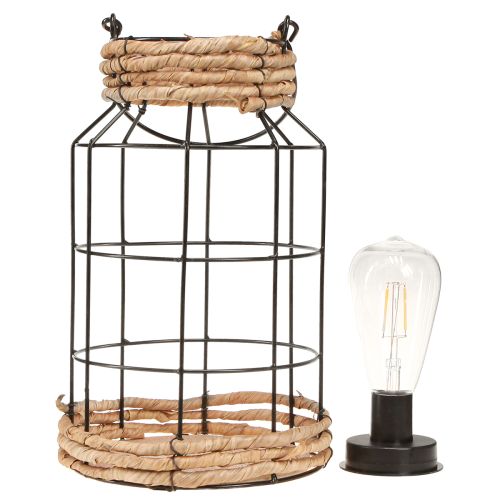 Article Lampe de Jardin Solaire Métal Noir Naturel Ø18cm H29cm