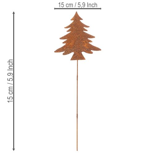 Piquet de jardin, acier patiné, cerf, étoile, sapin, H 10/15 cm, lot de 3 | Floristik24.fr