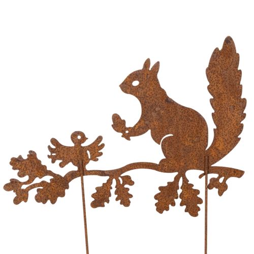 Écureuil décoratif de jardin sur piquet, métal vieilli, 42 cm de haut, 3 pièces | Floristik24.fr