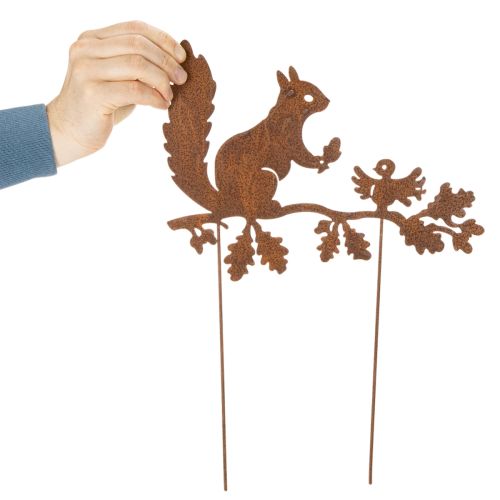 Écureuil décoratif de jardin sur piquet, métal vieilli, 42 cm de haut, 3 pièces | Floristik24.fr