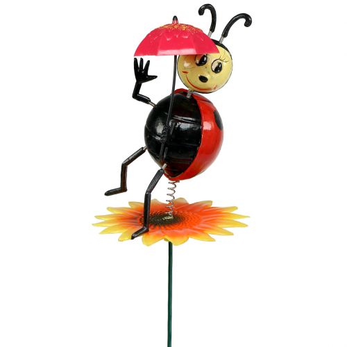 Floristik24 Pique de jardin coccinelle avec ombrelle sur tige 74 cm