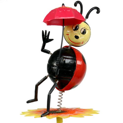 Floristik24 Pique de jardin coccinelle avec ombrelle sur tige 74 cm