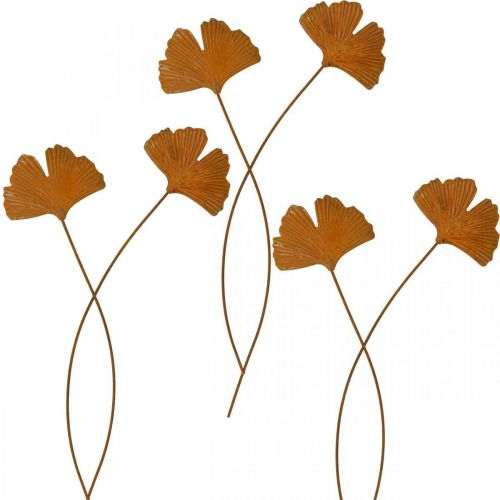 Piquet de jardin feuille de ginkgo rouille piquet de lit 7x5cm 6pcs