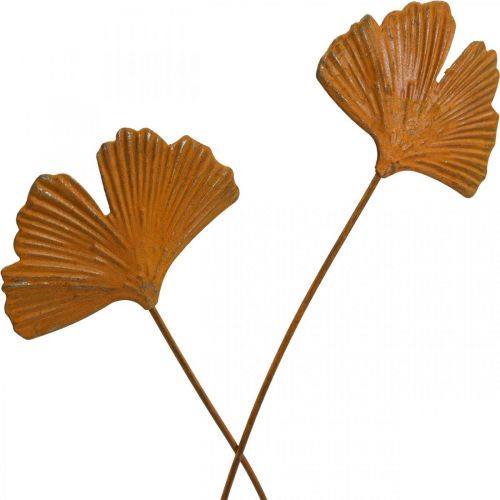 Article Piquet de jardin feuille de ginkgo rouille piquet de lit 7x5cm 6pcs