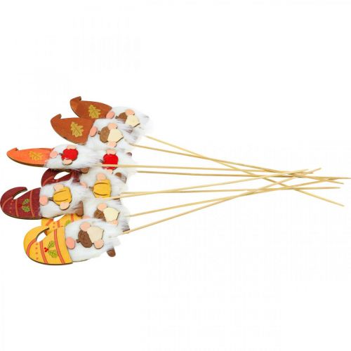 Article Piquets de jardin Gnome Décoration d'automne Bois Assorti 39cm 8 pcs