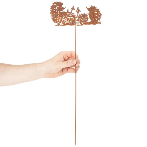Piquet décoratif en métal motif hérisson avec finition rouille 53 cm | Floristik24.fr