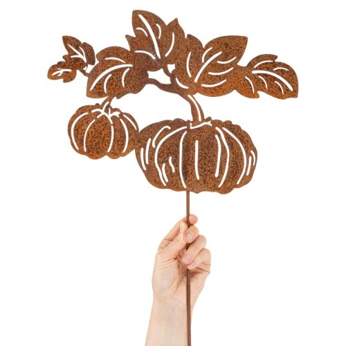Article Décoration de Jardin en Métal Rouillé avec Motif Citrouille 100 cm