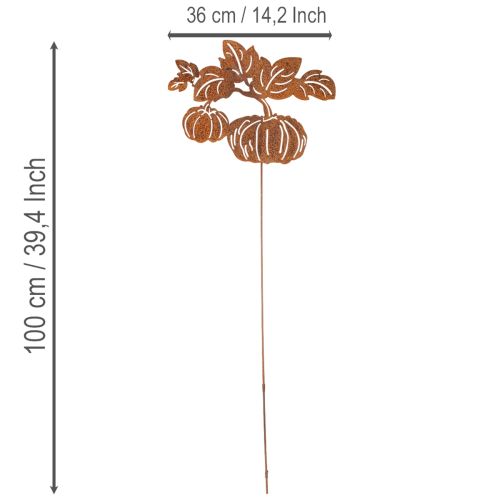 Article Décoration de Jardin en Métal Rouillé avec Motif Citrouille 100 cm