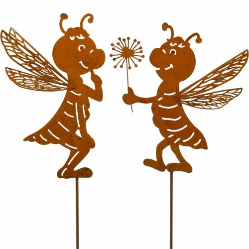 Floristik24 Bouchon de jardin abeille décoration de jardin en acier inoxydable décoration de printemps 2 pièces