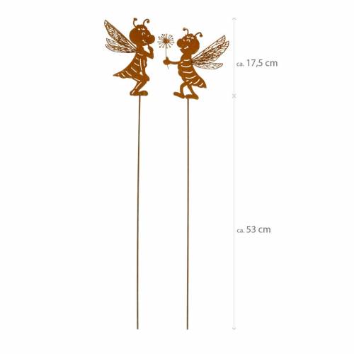 Floristik24 Bouchon de jardin abeille décoration de jardin en acier inoxydable décoration de printemps 2 pièces