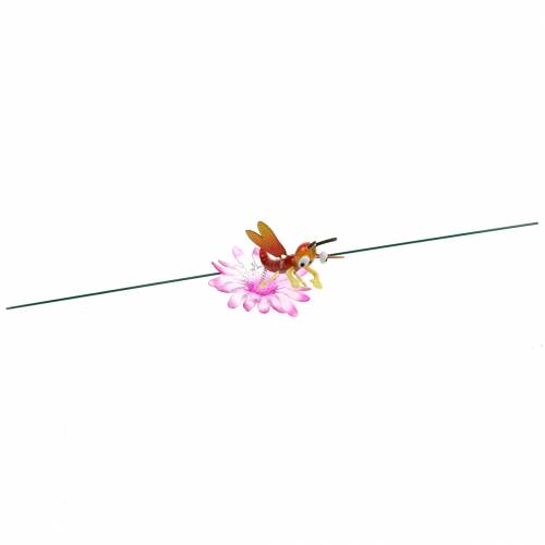 Floristik24 Piquet de Jardin Libellule sur Fleur avec Ressort en Métal Orange, Rose H74cm