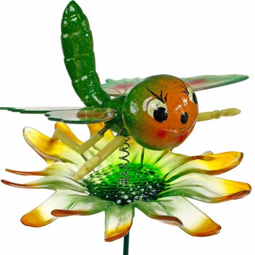 Floristik24 Bouchon décoratif papillon et fleur à ressorts métalliques vert, orange H70cm
