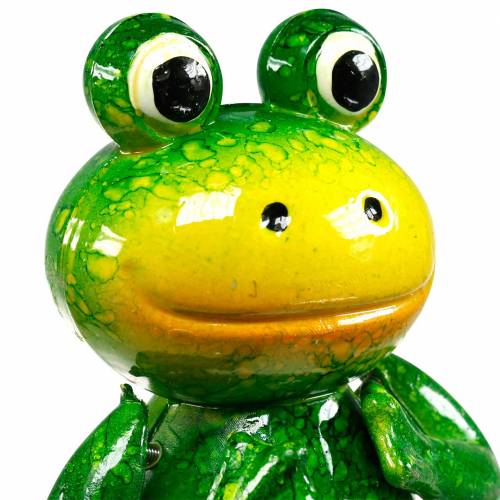 Floristik24 Bouchon déco grenouille sauteuse avec ressorts métal vert, jaune H65.5cm