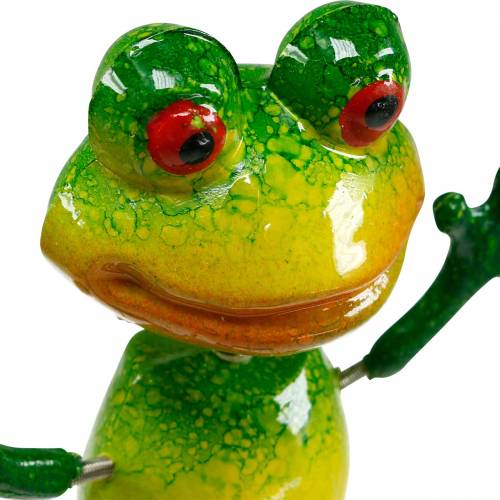 Floristik24 Bouchon fleur grenouille avec ressorts métal vert, jaune H65.5cm