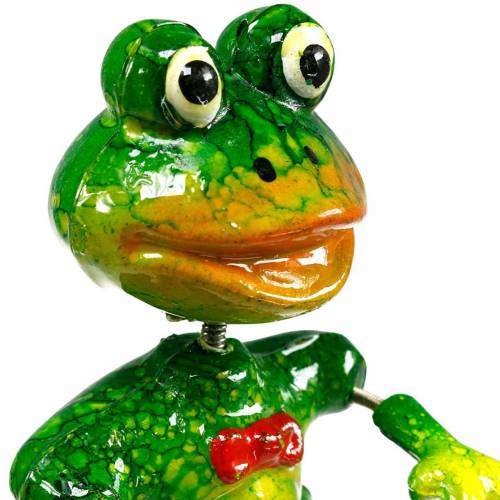 Floristik24 Grenouille décorative piquet avec noeud papillon et plumes métal vert, jaune, rouge H68,5cm