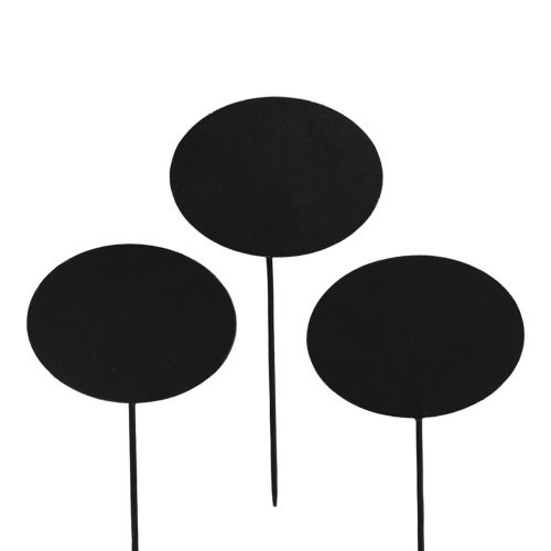 Piquets de jardin en bois panneaux en bois ovale noir H17,5 cm 12 pièces