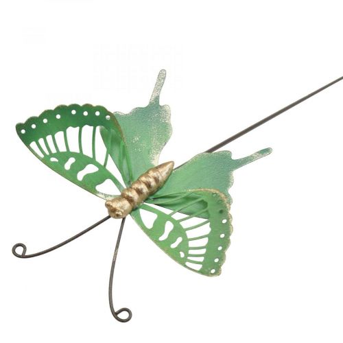 Article Piquet de Jardin Métal Papillon Vert Or 12x10/46cm