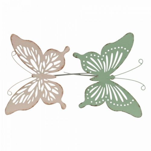 Article Piquet de lit en métal papillon rose vert 10,5x8,5cm 4pcs