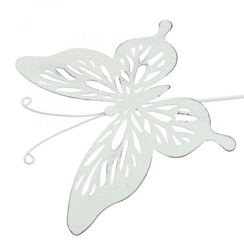 Article Piquets de jardin métal papillon blanc 14×12.5/52cm 2pcs