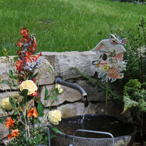 Article Piquets de jardin métal oiseaux, piquets végétaux décoration nichoir 76,5cm