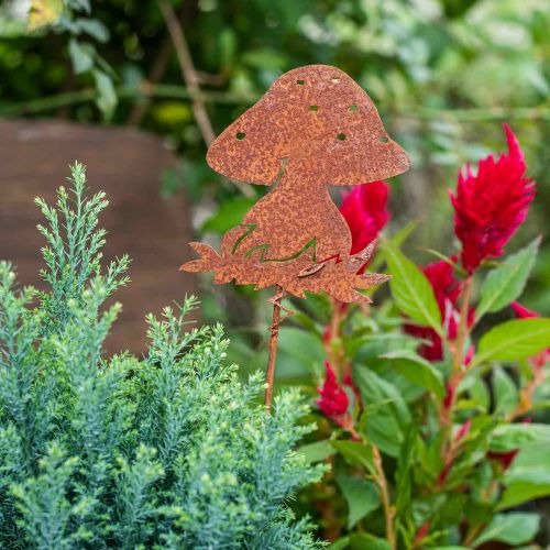 Piquet de jardin champignon rouille tue-mouche automne décoration jardin 47cm