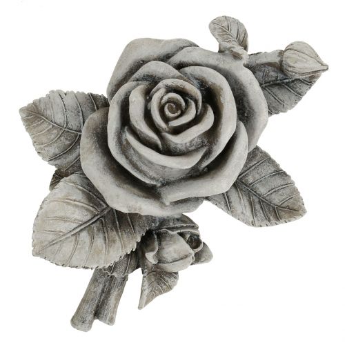 Floristik24 Rose pour décoration funéraire grise 16cm x 13,5cm 2 pcs