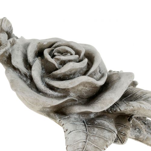 Floristik24 Rose pour décoration funéraire grise 16cm x 13,5cm 2 pcs