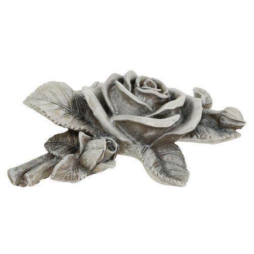 Floristik24 Rose pour décoration funéraire grise 16cm x 13,5cm 2 pcs