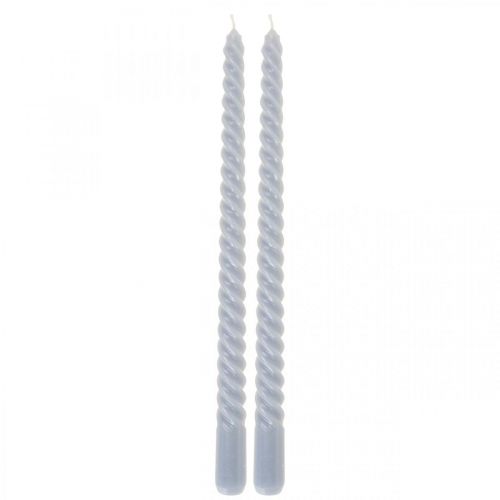 Floristik24 Bougies torsadées bougies coniques bleu clair Ø2.2cm H30cm 2pcs