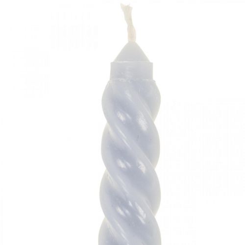 Floristik24 Bougies torsadées bougies coniques bleu clair Ø2.2cm H30cm 2pcs