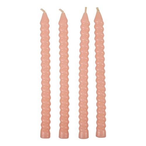 Floristik24 Bougies torsadées bougies spirales rose clair Ø1,4cm H18cm 4pcs