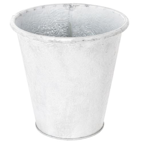 Floristik24 Pot de fleurs décoratif en métal blanc, Ø 18,5 cm, H 18 cm