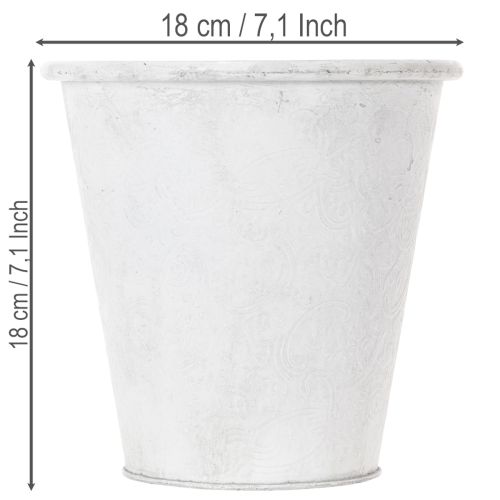Article Pot de fleurs décoratif en métal blanc, Ø 18,5 cm, H 18 cm