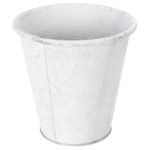 Article Pot de fleurs décoratif en métal blanc, Ø 18,5 cm, H 18 cm