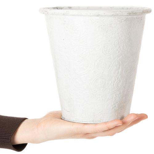Article Pot de fleurs décoratif en métal blanc, Ø 18,5 cm, H 18 cm