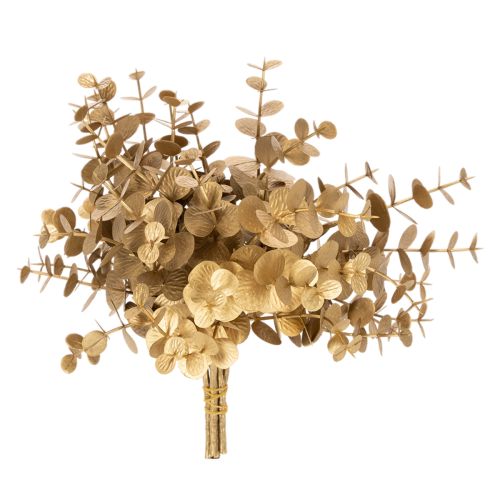 Branche décorative artificielle eucalyptus doré, 24 cm