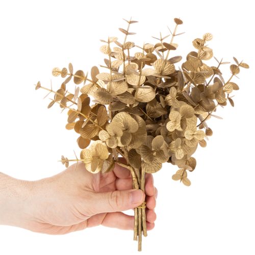 Branche décorative artificielle eucalyptus doré, 24 cm | Floristik24.fr