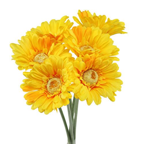 Floristik24 Gerbera artificiel jaune Ø10cm L55cm 6pcs