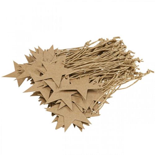 Article Etiquettes cadeaux Noël papier étoile marron Ø5.5cm 100p
