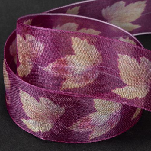 Article Ruban cadeau feuilles d&#39;érable ruban violet automne 40mm 15m