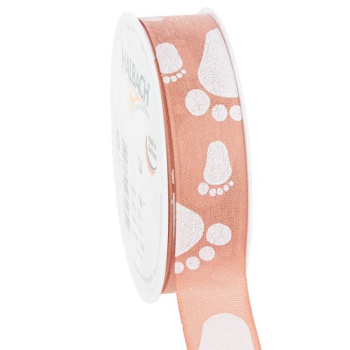 Ruban cadeau pour pieds de bébé, décoration de baptême, ruban rose, 25 mm, 16 m