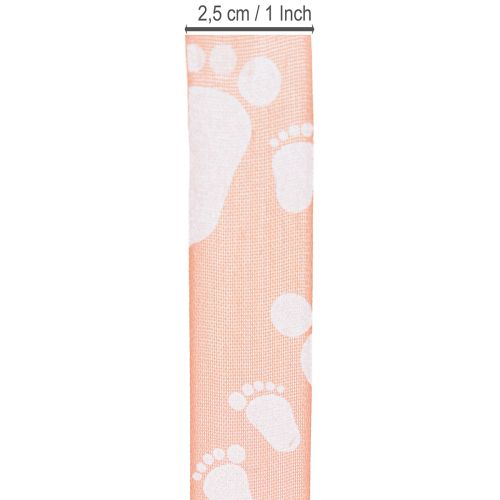 Article Ruban cadeau pour pieds de bébé, décoration de baptême, ruban rose, 25 mm, 16 m