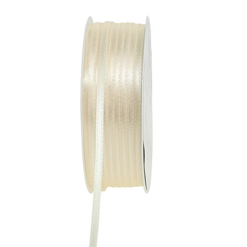 Floristik24 Ruban cadeau étroit décoratif crème 3 mm x 50 m