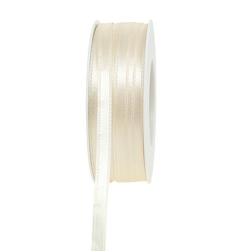 Floristik24 Ruban cadeau crème décoratif en taffetas 6 mm x 50 m